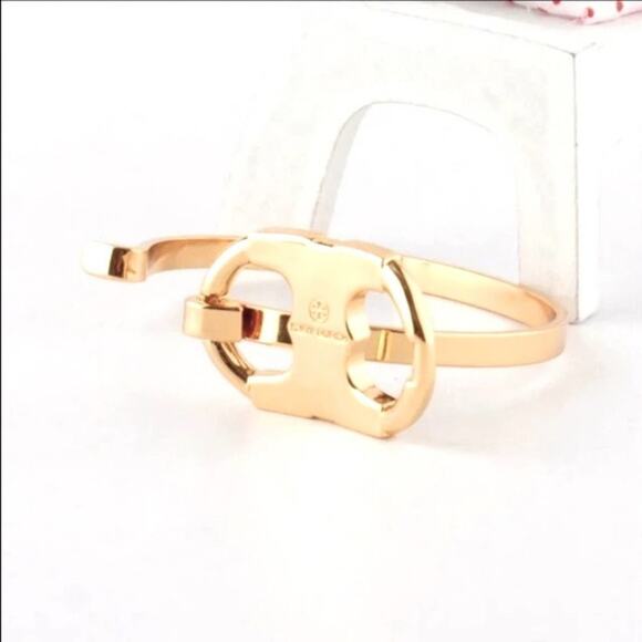 Tory Burch Gold Gemini Petite Hinge Bangle Bracelet - Picture 4 of 8